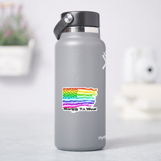 米国動揺して国旗の虹 – 衣服に値 シール (HydroFlask)