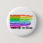 米国動揺して国旗の虹 – 衣服に値 缶バッジ (正面)
