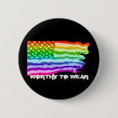 米国動揺して国旗の虹 – 衣服に値 缶バッジ (正面)