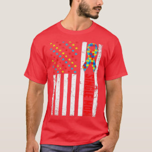 米国動揺して国旗独身の母自閉症アワレーン Tシャツ
