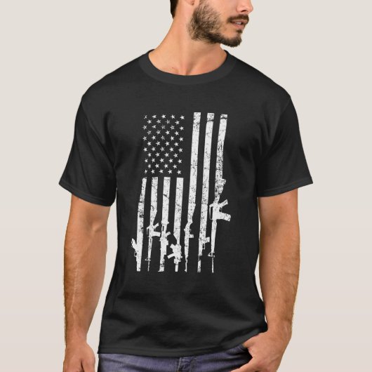 米国動揺して州旗Guns Pro Gun第2改正 Tシャツ (正面)