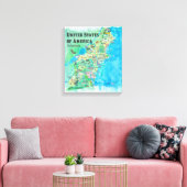 米国北東部州地図VA WV MD PA NY MS CT RI V キャンバスプリント (インサイチュ (リビング))