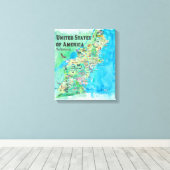 米国北東部州地図VA WV MD PA NY MS CT RI V キャンバスプリント (インサイチュ (ウッドフロア))