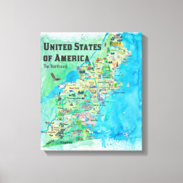 米国北東部州地図VA WV MD PA NY MS CT RI V キャンバスプリント