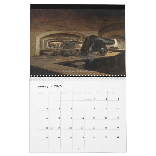 米国南北戦争の砲兵 カレンダー (1月 2026)