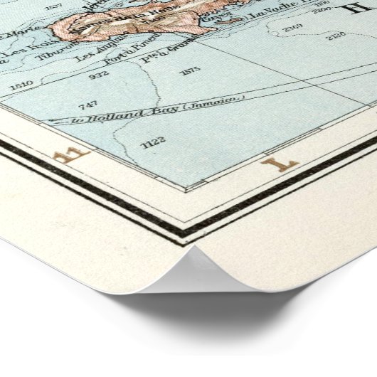 米国南東部ヴィンテージとカリブの地図(1900年) ポスター (角)