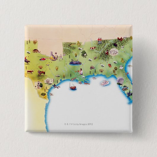 米国南部地図 缶バッジ (正面)