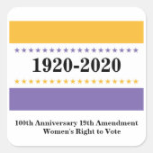 米国参政権勝戦旗の女性投票 スクエアシール (正面)