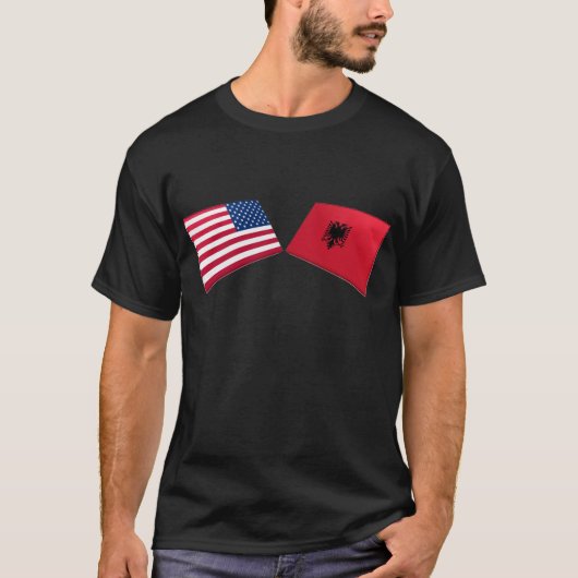 米国及びアルバニアの旗 Tシャツ (正面)