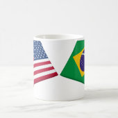 米国及びブラジルの旗 コーヒーマグカップ (中央)