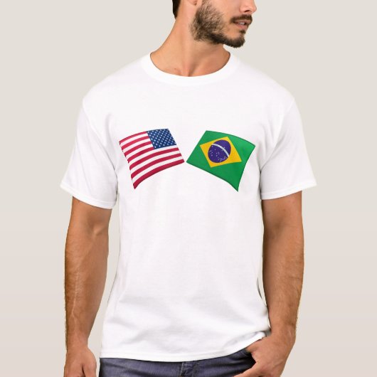 米国及びブラジルの旗 Tシャツ (正面)