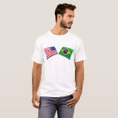 米国及びブラジルの旗 Tシャツ (正面フル)