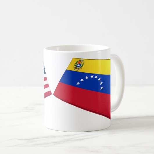 米国及びベネズエラの旗 コーヒーマグカップ (正面右)