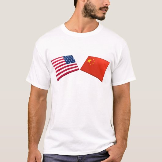 米国及び中国の旗 Tシャツ (正面)
