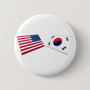 米国及び南朝鮮の旗 缶バッジ