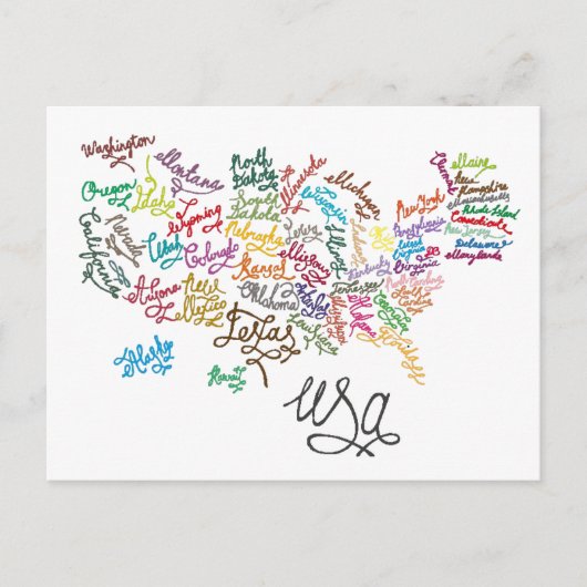 米国台本文字地図 ポストカード (正面)