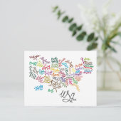 米国台本文字地図 ポストカード (スタンド正面)