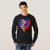 米国台湾国旗のハート Tシャツ (正面フル)