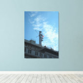 米国合衆国の州の上に表示される米国旗統一された キャンバスプリント (インサイチュ (ウッドフロア))