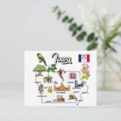 米国図解入りの、写真付きののアイオワの地図 ポストカード (スタンド正面)