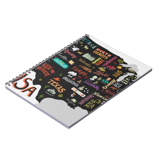 米国図解入りの、写真付きのの地図。ポスターと州 ノートブック (左側)