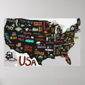 米国図解入りの、写真付きのの地図。ポスターと州 ポスター (正面)