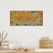 米国図解入りの、写真付きのの航空路地図 ポスター (キッチン)