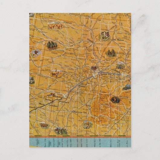 米国図解入りの、写真付きのの航空路地図 ポストカード (正面)