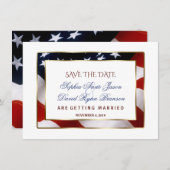 米国国エレガント国旗金ゴールド保存日 セーブザデート (正面/裏面)