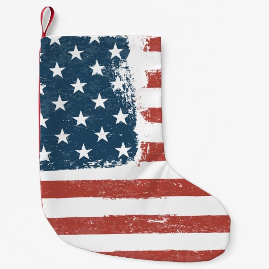 米国国グランジ旗の背景ラスター版。H スモールクリスマスストッキング (正面)