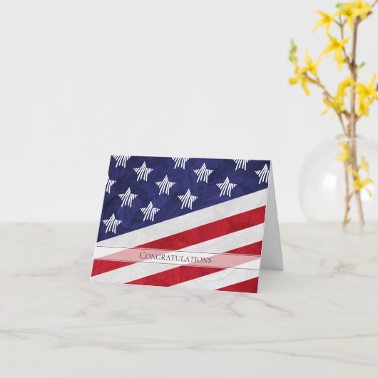 米国国旗が米国市民になることに対して祝意を表す カード (黄色い花)