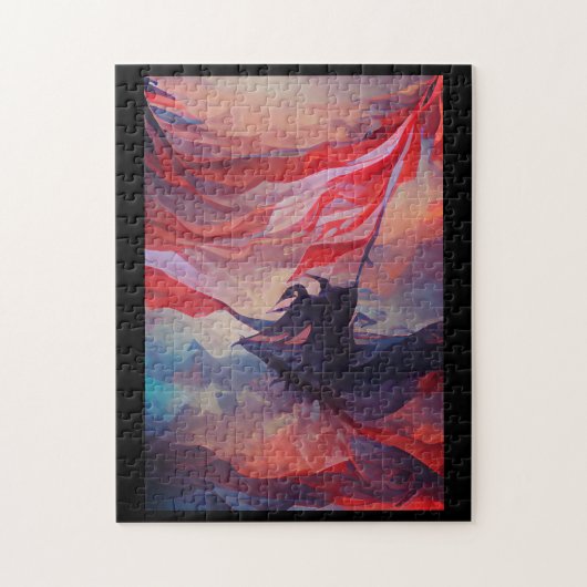 米国国旗が7月4日メモリアルデー抽象芸術アート ジグソーパズル (縦)