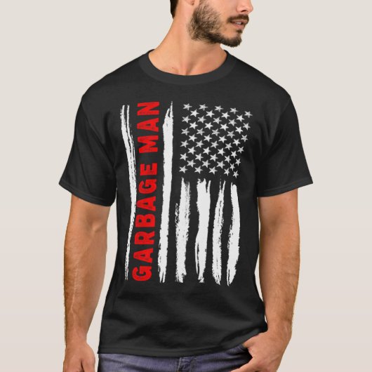 米国国旗ごみ男USアメリカ国旗 Tシャツ (正面)