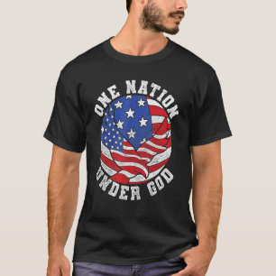 米国国旗でアメリカ誇りを持った4世の下を1国 Tシャツ
