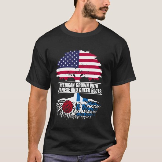 米国国旗で育った伝統日本のギリシャR Tシャツ (正面)