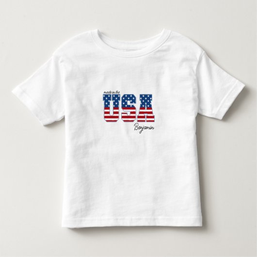 米国国旗で7月4日に作られた トドラーTシャツ (正面)