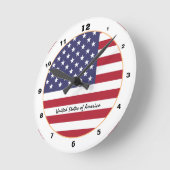 米国国旗とアメリカ合衆国ファッション/デザイン ラウンド壁時計 (傾斜)