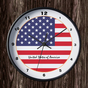 米国国旗とアメリカ合衆国ファッション/デザイン ラウンド壁時計