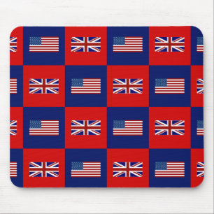 米国国旗とイギリス国旗のパターン マウスパッド