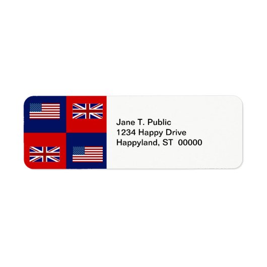 米国国旗とイギリス国旗のパターン ラベル (正面)
