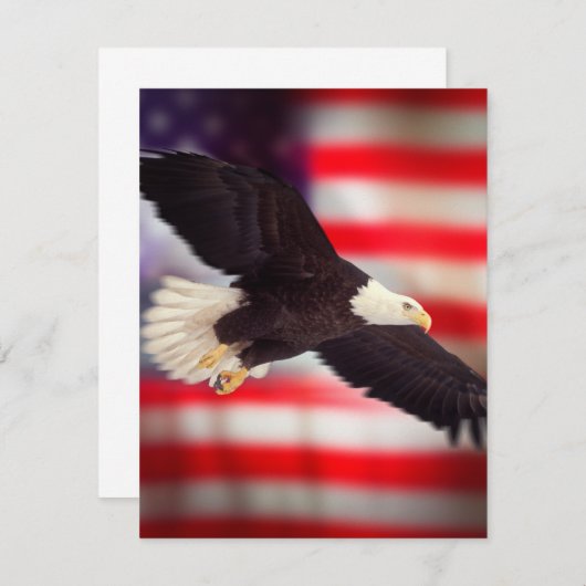 米国国旗とイーグルの招待 招待状 (正面/裏面)