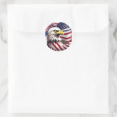 米国国旗とイーグルデザインを持つメンスTシャツ ラウンドシール (バッグ)