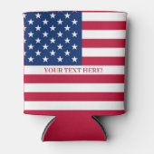 米国国旗とカスタム文字 缶クーラー (正面)