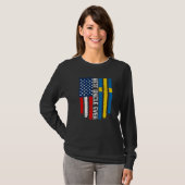 米国国旗とスウェーデン最高の国旗のEver Family Tシャツ (正面フル)