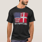 米国国旗とデンマーク最高の国旗パピエバーファミル Tシャツ (正面)