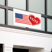 米国国旗とハートの投票 横断幕 (ビルの外側)