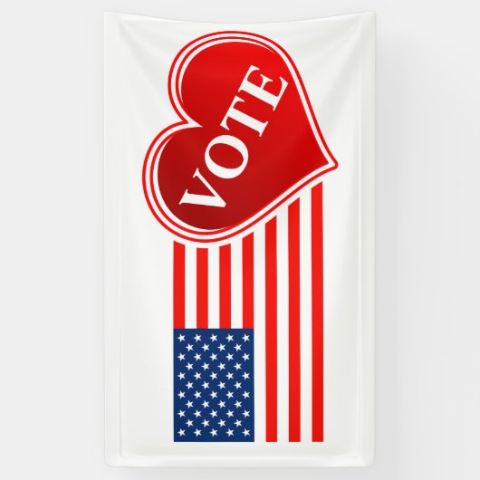 米国国旗とハートの投票 横断幕 (縦)