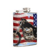 米国国旗とバイクのデザイン フラスク (右)