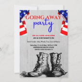 米国国旗とブーツの遠くにパーティー|軍隊 招待状 (正面)