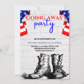 米国国旗とブーツの遠くにパーティー|軍隊 招待状 (正面)